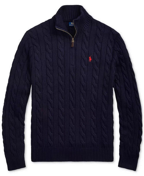 R&L – Half-Zip Kabelgebreide Katoenen Trui