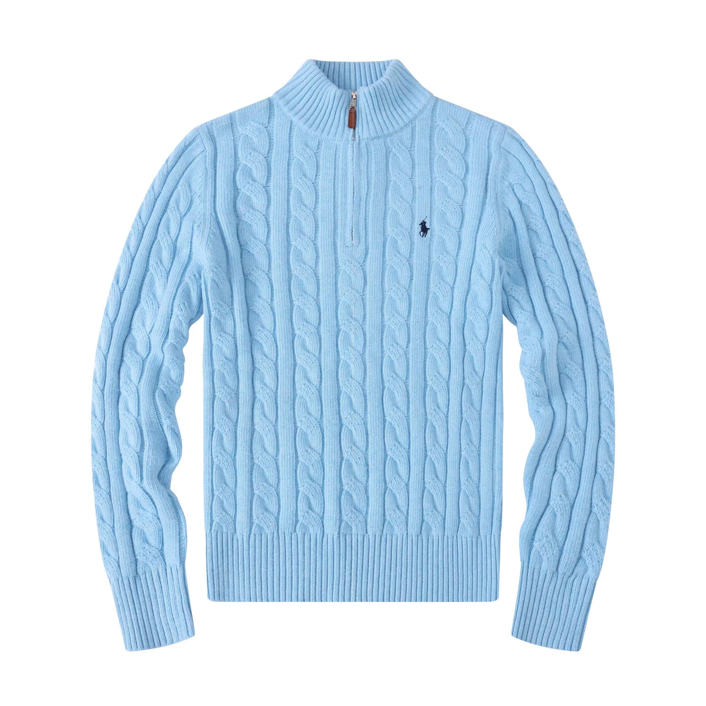 R&L – Half-Zip Kabelgebreide Katoenen Trui