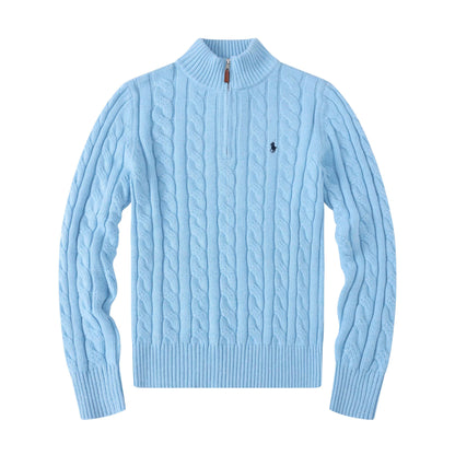 R&L – Half-Zip Kabelgebreide Katoenen Trui