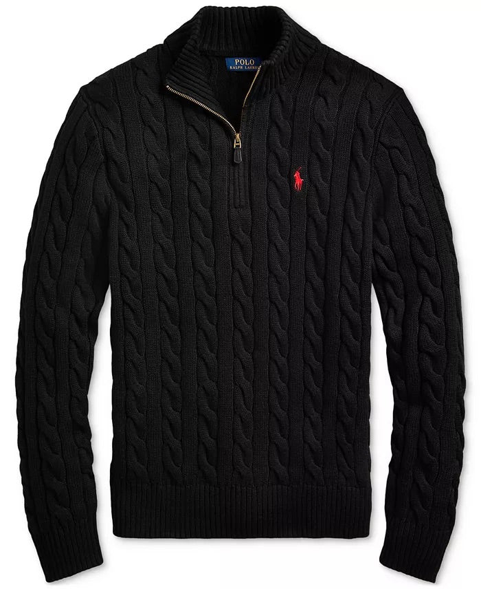 R&L – Half-Zip Kabelgebreide Katoenen Trui