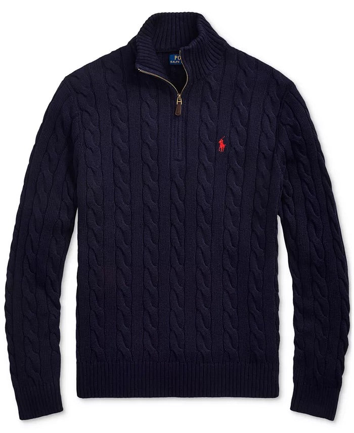 R&L – Half-Zip Kabelgebreide Katoenen Trui