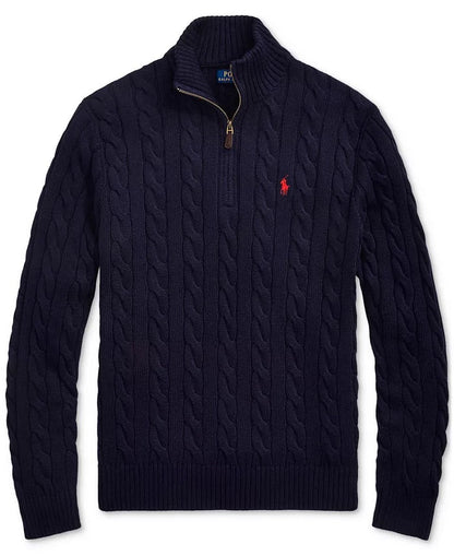 R&L – Half-Zip Kabelgebreide Katoenen Trui