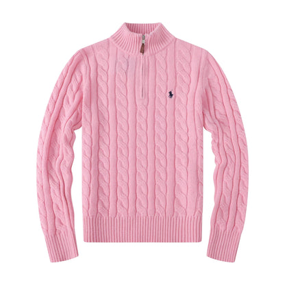 R&L – Half-Zip Kabelgebreide Katoenen Trui