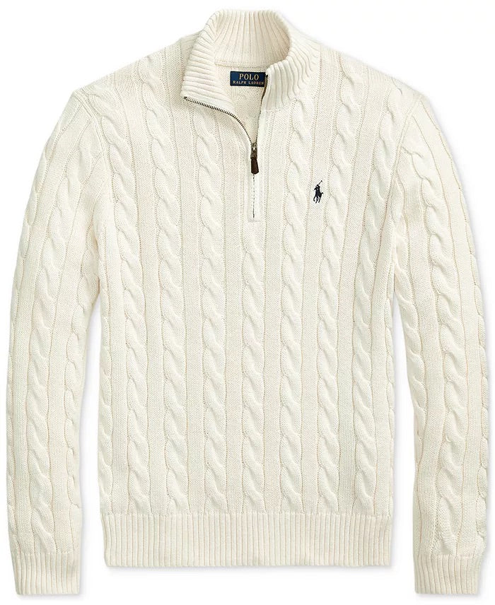 R&L – Half-Zip Kabelgebreide Katoenen Trui