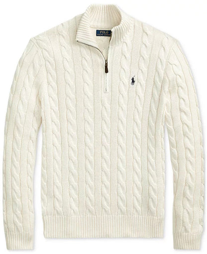 R&L – Half-Zip Kabelgebreide Katoenen Trui